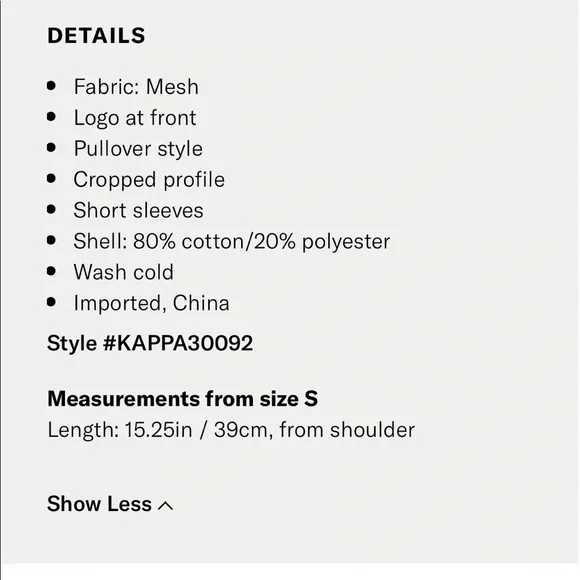 NEW • Kappa • Anak Mesh Cropped Tee Red Small - Picture 3 of 5